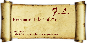 Frommer Lázár névjegykártya